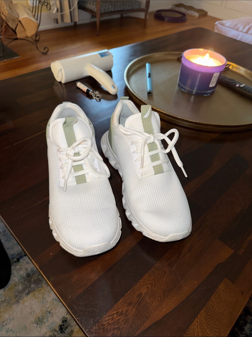 Nautica White Sneakers with Light Green Accents